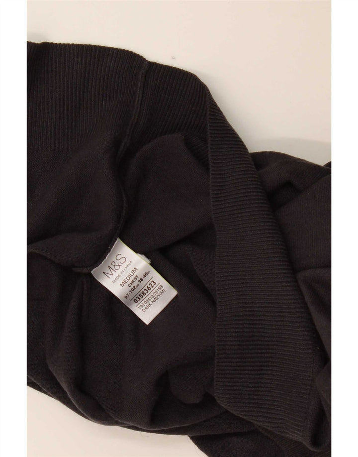 Suéter masculino Marks & Spencer com decote em V médio azul marinho acrílico