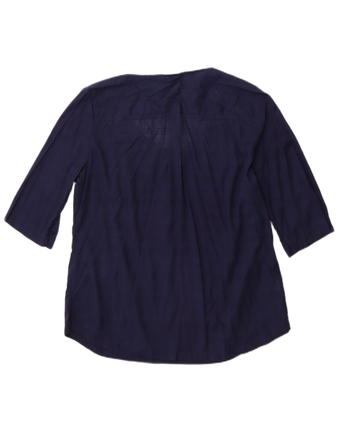 Blusa feminina EDDIE BAUER manga 3/4 UK 18 XL azul marinho algodão