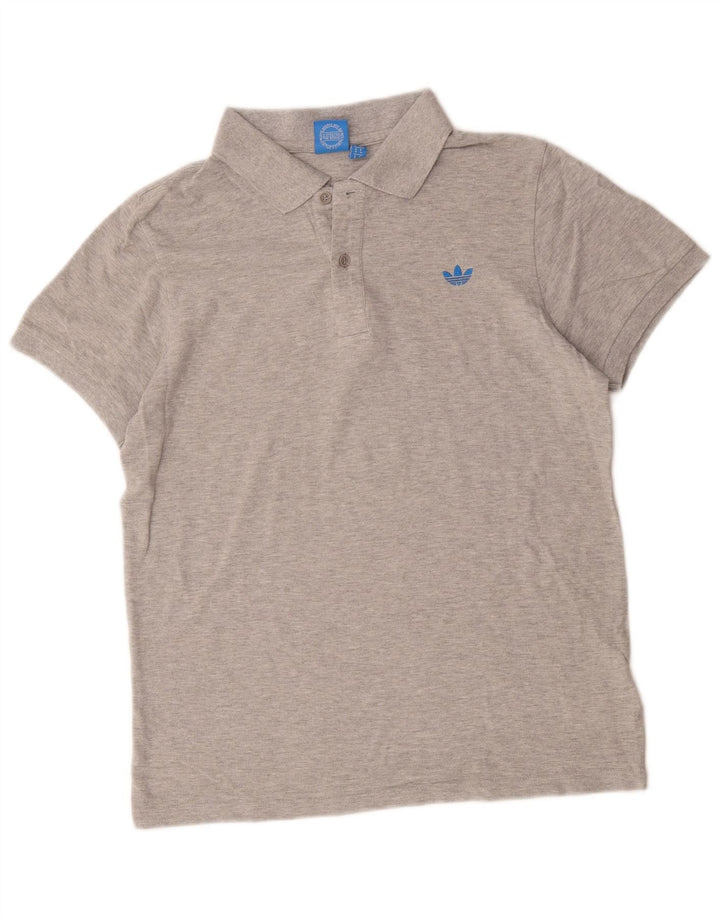 Camisa polo masculina adidas algodão manchado cinza médio
