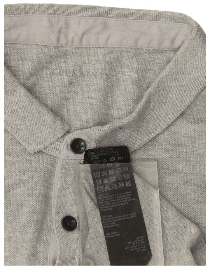 Camisa polo masculina All Saints algodão cinza médio