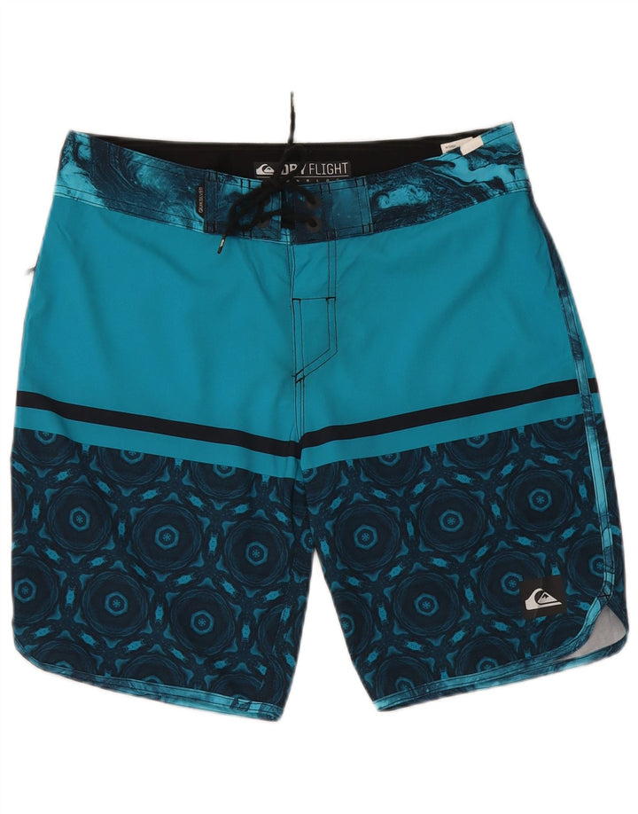 Shorts de natação masculino Quiksilver pequeno poliéster geométrico azul