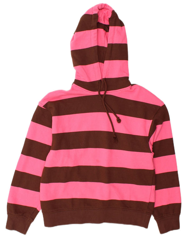 Zara Womens Oversized Hoodie Jumper Reino Unido 10 pequeno algodão listrado rosa