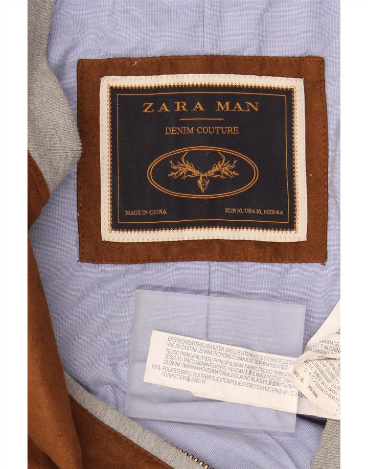 Zara Mens Treino Top Jacket XL Marrom Poliéster