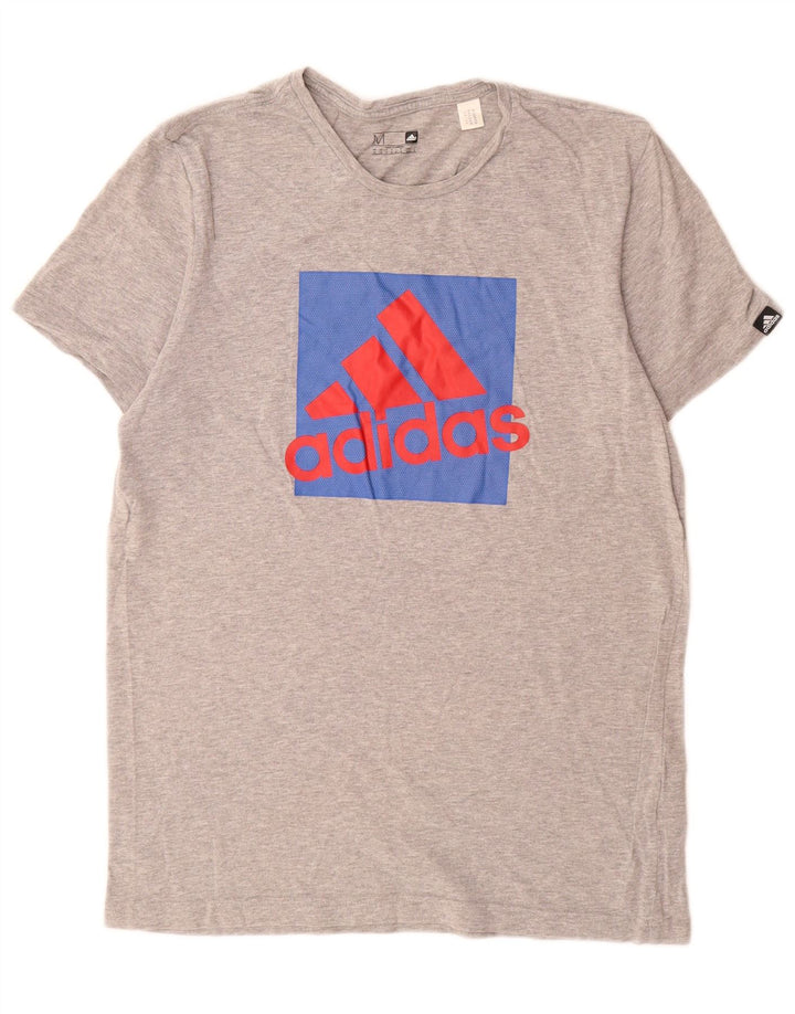 Camiseta masculina Adidas Graphic Top cinza médio algodão manchado