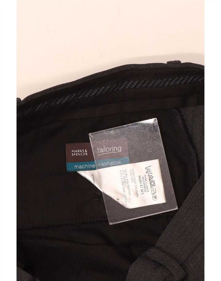 Calça masculina de terno reto Marks & Spencer W32 L31 poliéster cinza
