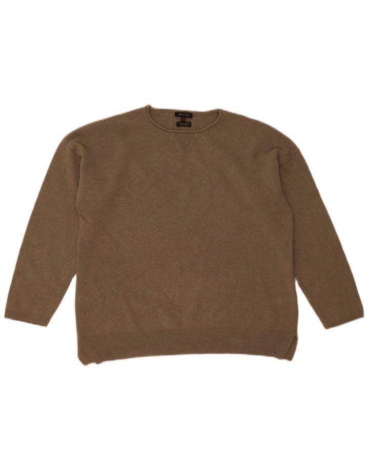 Suéter feminino Massimo Dutti com gola canoa Reino Unido 14 lã cinza médio