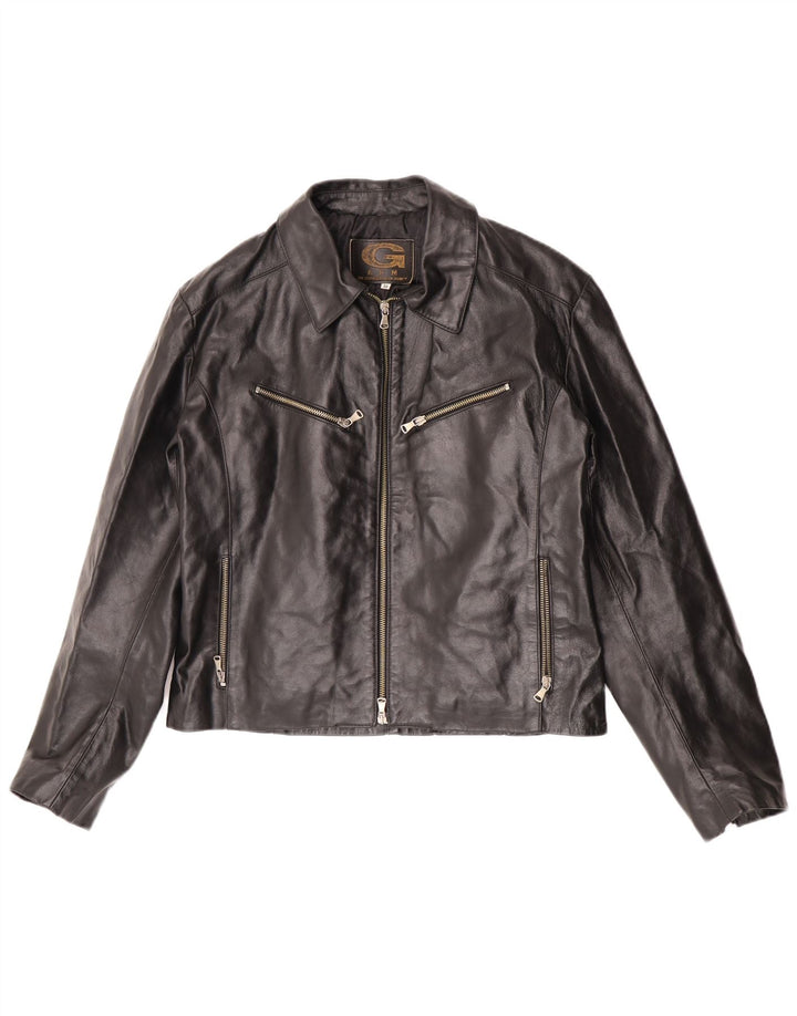 Jaqueta de couro masculina vintage UK 38 couro preto médio