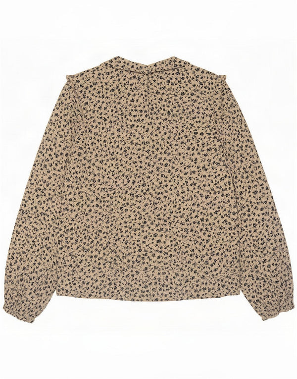 Blusa feminina de manga comprida Marks & Spencer UK 14 Floral bege médio