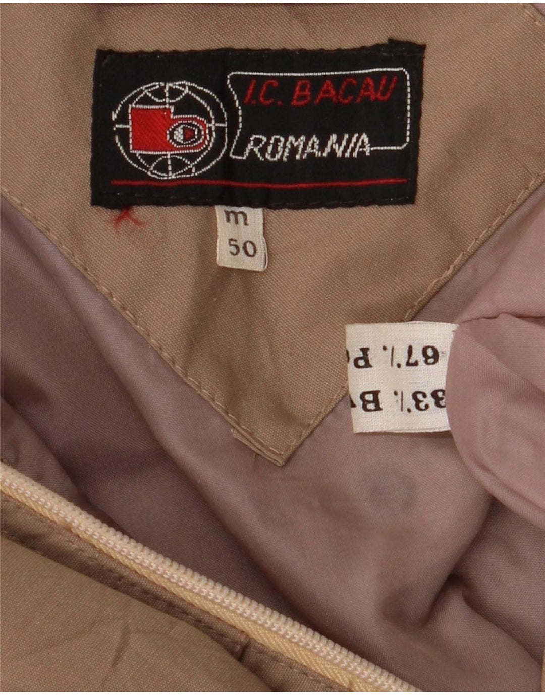 Jaqueta bomber masculina vintage de grandes dimensões EU 50 grande algodão marrom