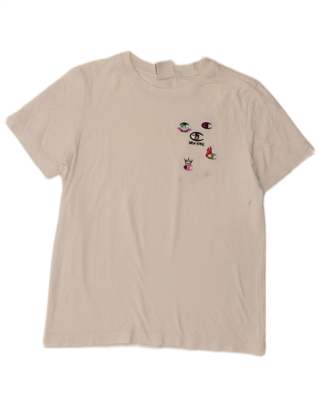 Camiseta feminina estampada Champion UK 12 médio branco