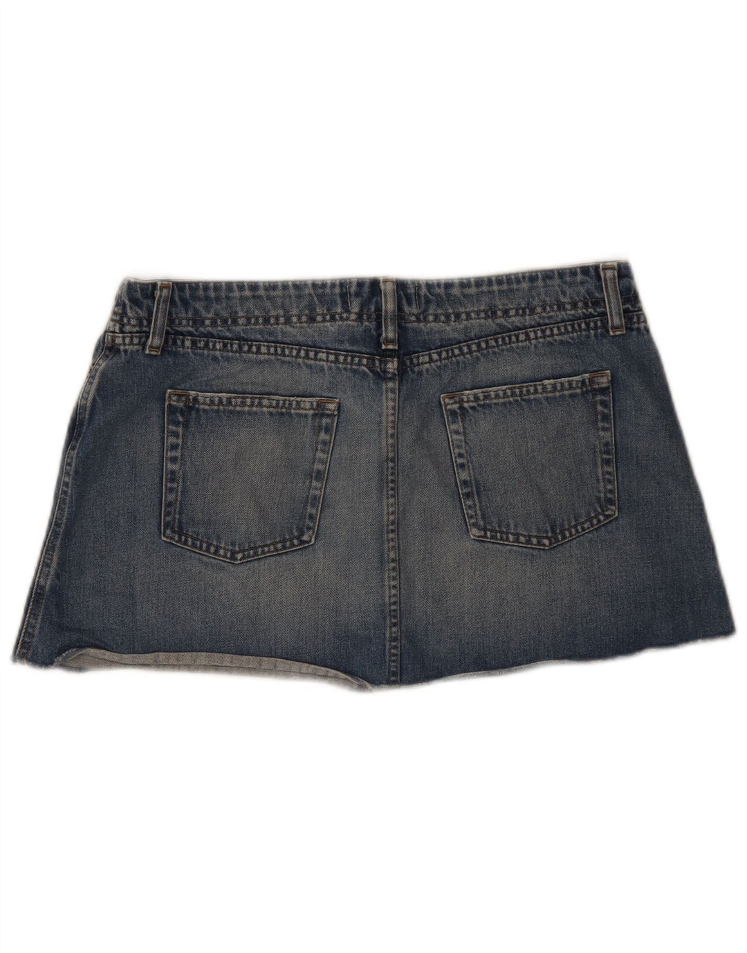 Mini saia jeans feminina Benetton IT 46 grande W32 algodão azul