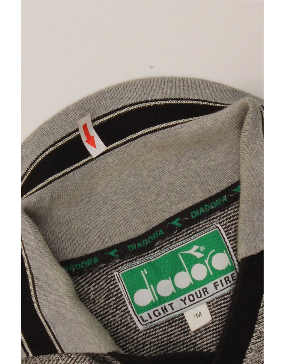 Camisa polo masculina Diadora poliéster listrado cinza médio
