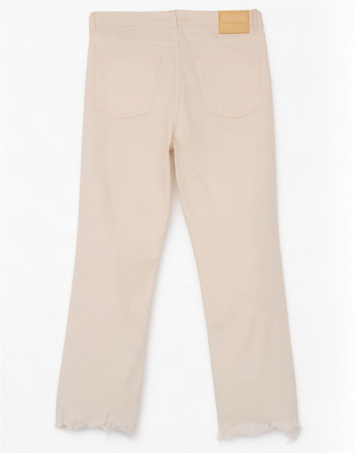 Zara Jeans feminino cortado desgastado UE 42 grande W32 L24 algodão branco