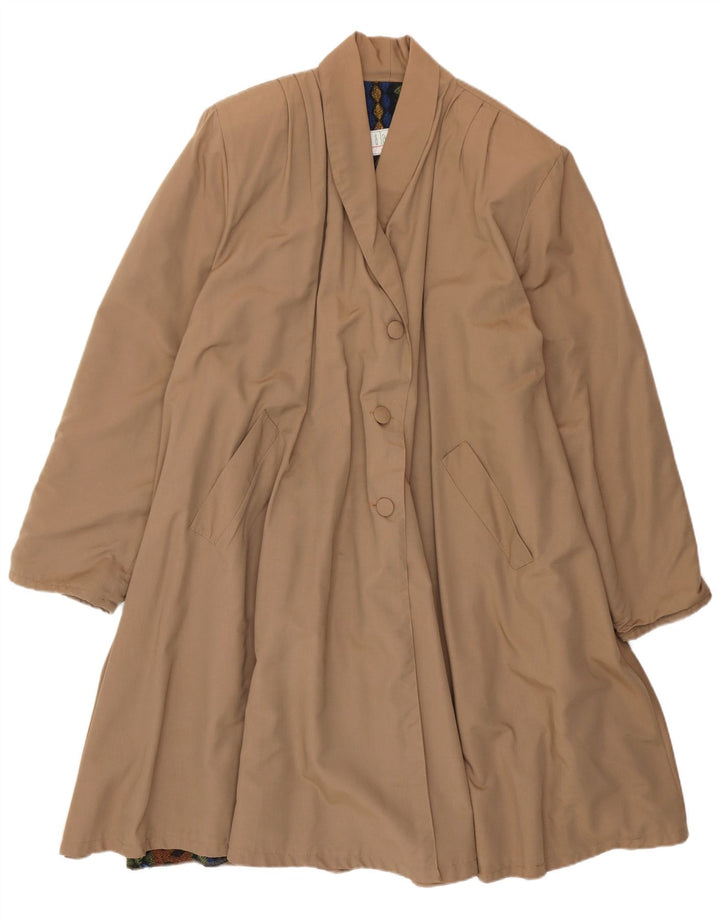 Sobretudo feminino vintage UK 14 grande bege