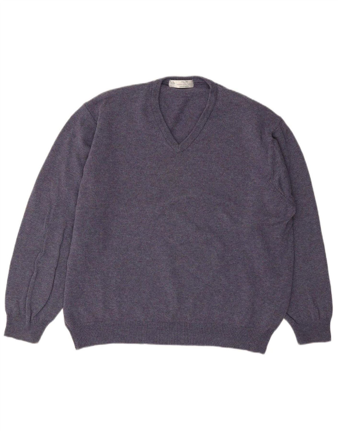 MARKS & SPENCER Suéter masculino com decote em V XL lã de cordeiro azul