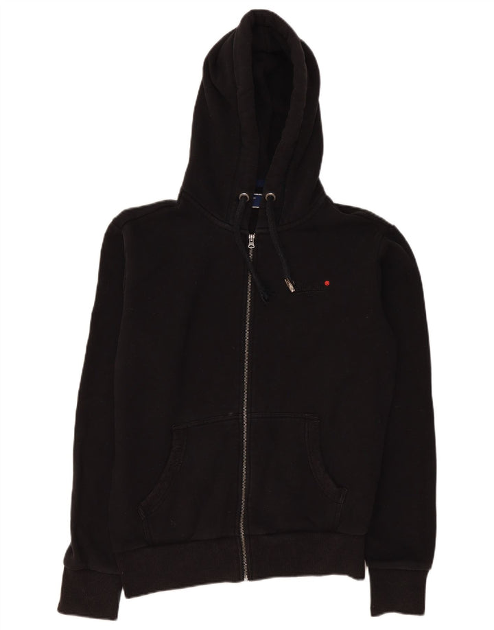 Suéter masculino Superdry com capuz e zíper pequeno algodão preto