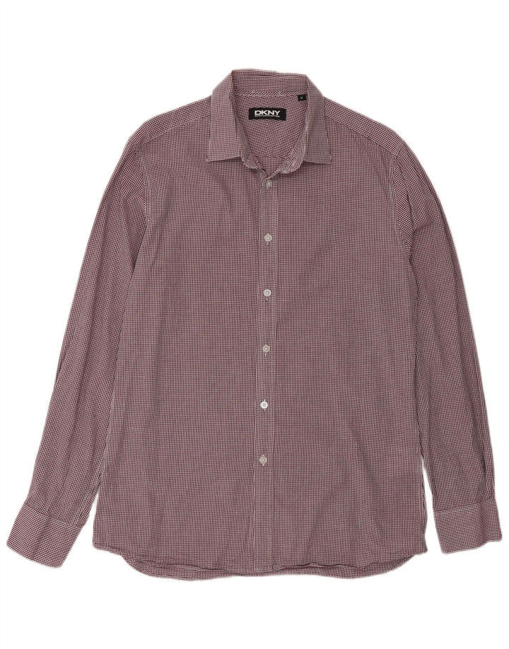 Camisa masculina Dkny média algodão guingão cor de vinho
