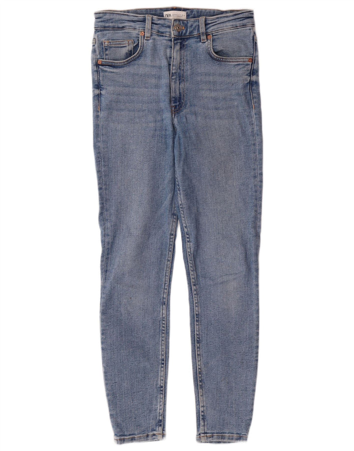 Zara Jeans skinny feminino de cintura alta UE 38 pequeno W28 L27 azul clássico