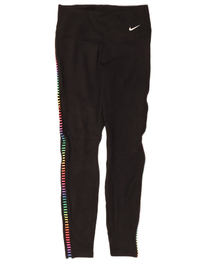 Leggings Nike Womens Dri Fit UK 8 Pequeno Poliéster Geométrico Preto
