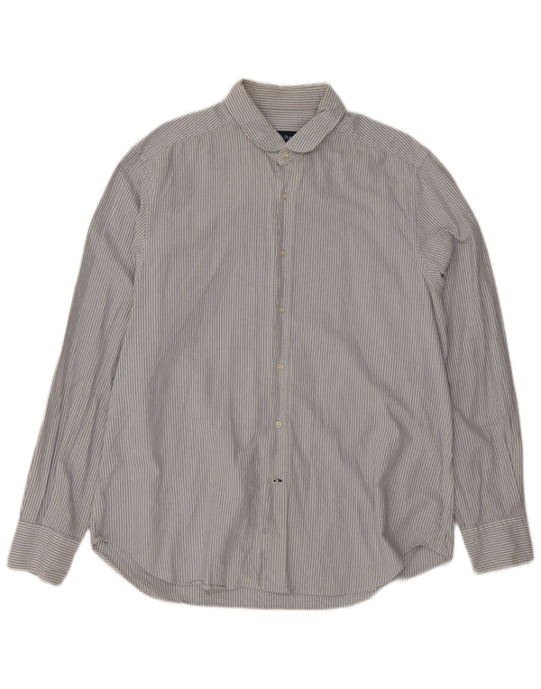Camisa masculina Massimo Dutti XL risca de giz azul