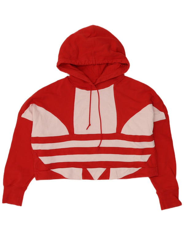 Adidas Womens Oversized Crop Graphic Hoodie Jumper Reino Unido 8 Pequeno Vermelho