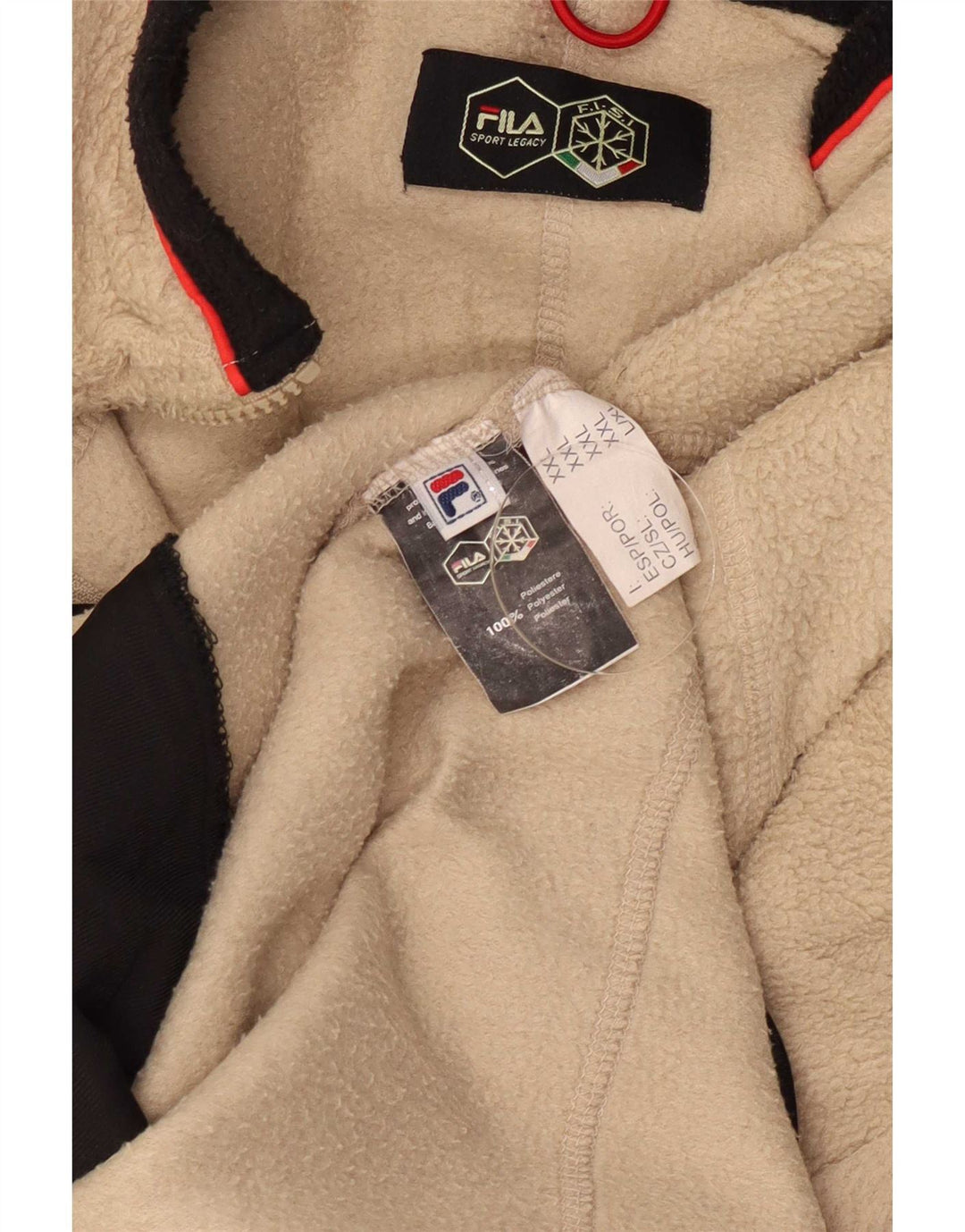 Jaqueta masculina Fila Fleece UK 44 2XL poliéster colorblock bege