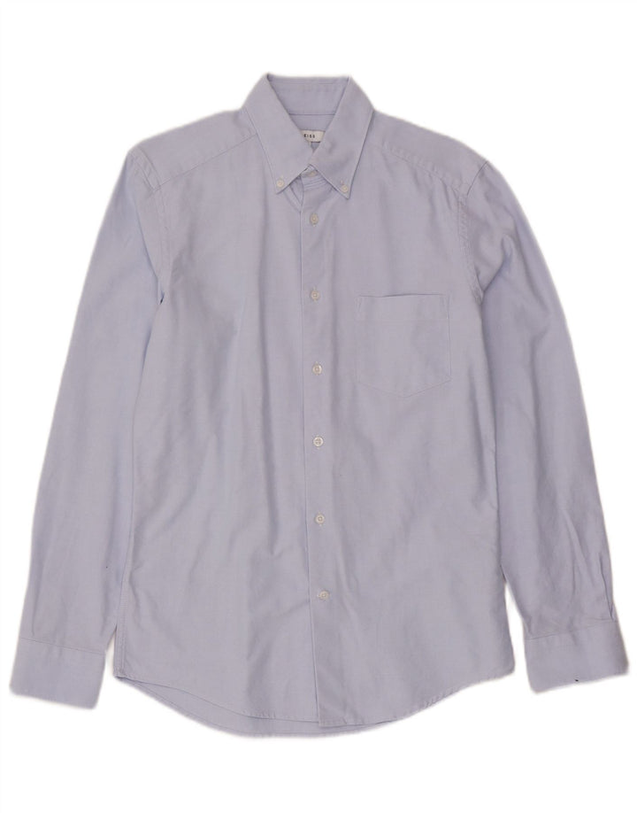 Camisa masculina Reiss Slim Fit pequena azul algodão