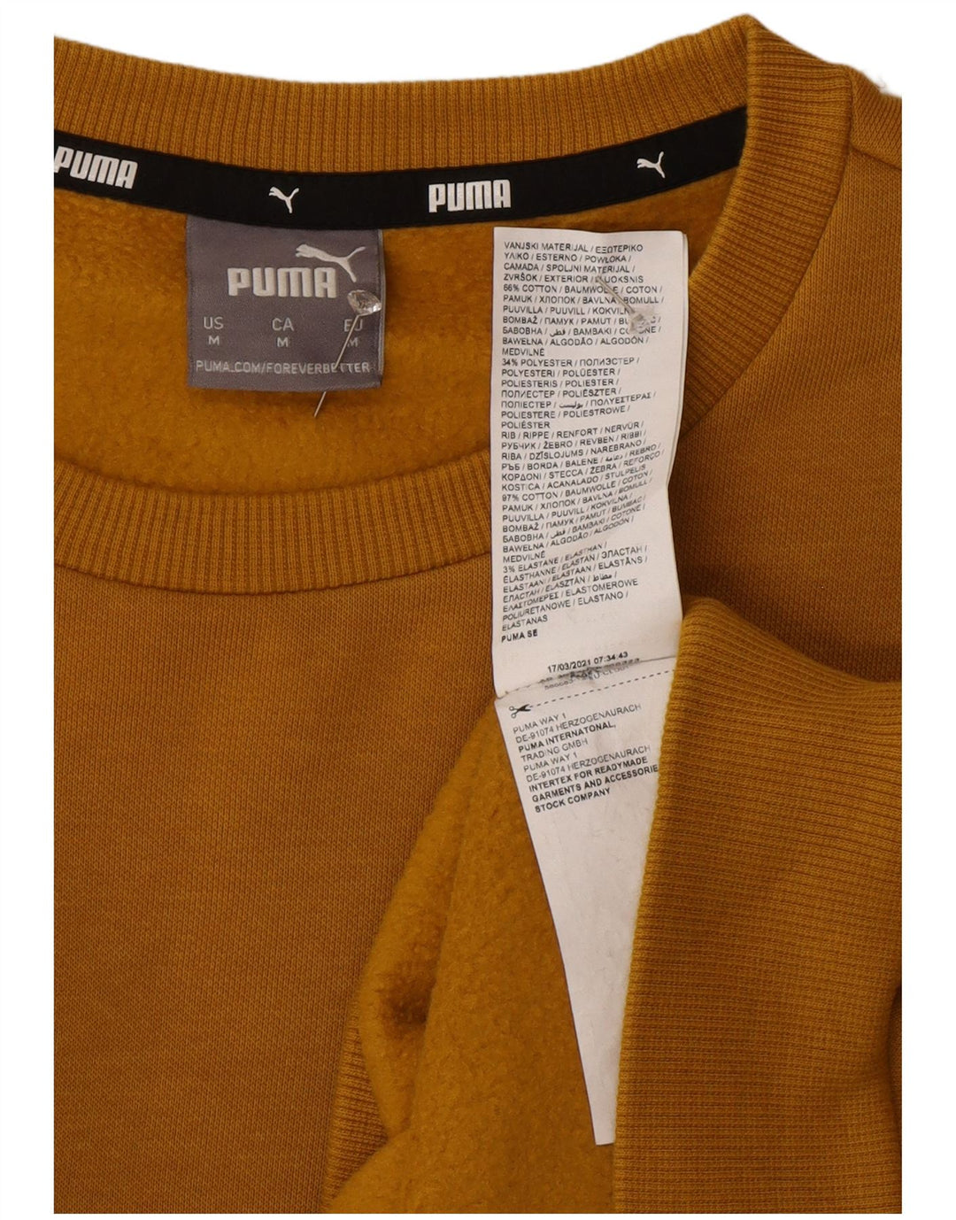 Puma Mens Moletom Jumper Médio Algodão Amarelo
