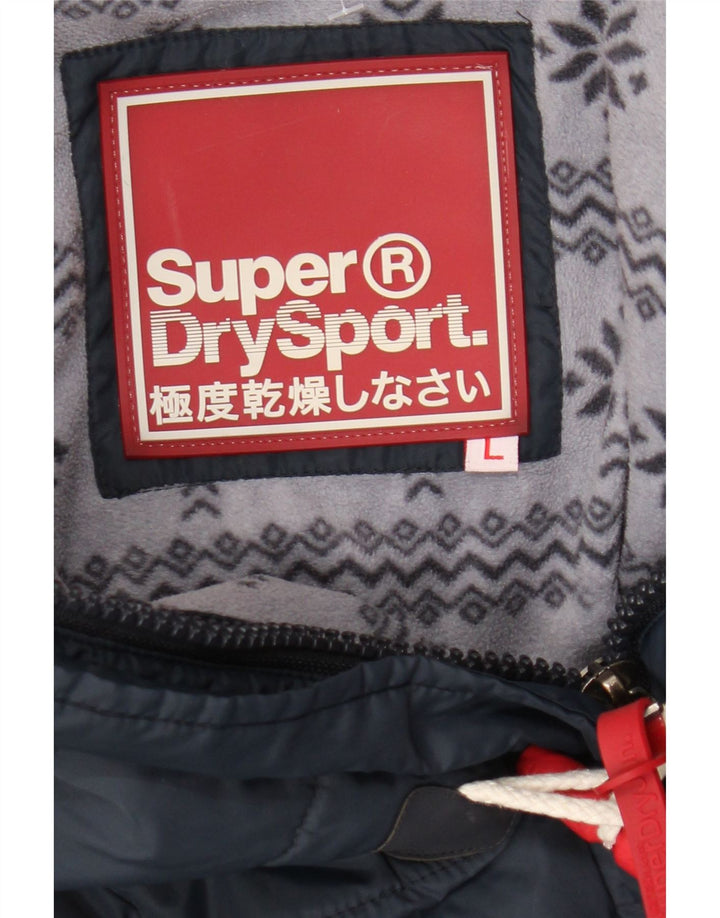 Jaqueta acolchoada com capuz feminina Superdry UK 14 grande poliéster azul marinho