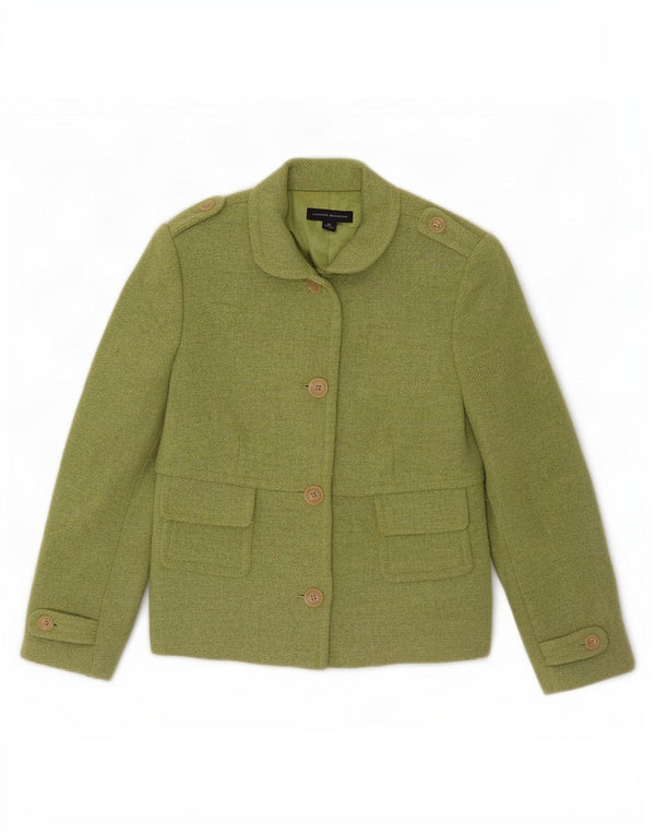 Jaqueta blazer militar feminina Banana Republic com 4 botões Reino Unido 12 verde médio