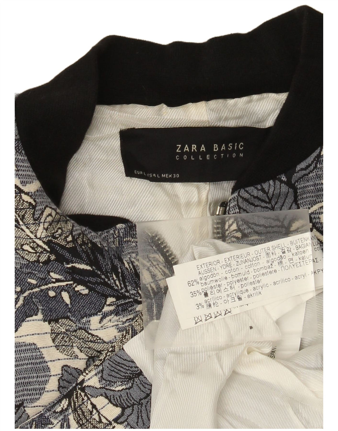 Jaqueta bomber feminina Zara Reino Unido 14 grande algodão floral azul