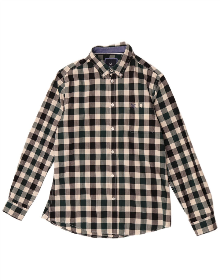 Camisa masculina slim fit da Crew Clothing, algodão guingão multicolorido médio