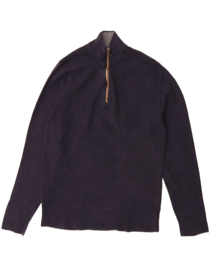 Suéter masculino MASSIMO DUTTI com gola e zíper, algodão azul marinho médio