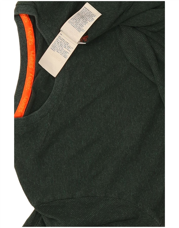 Superdry Mens Top Manga Longa Pequeno Algodão Verde