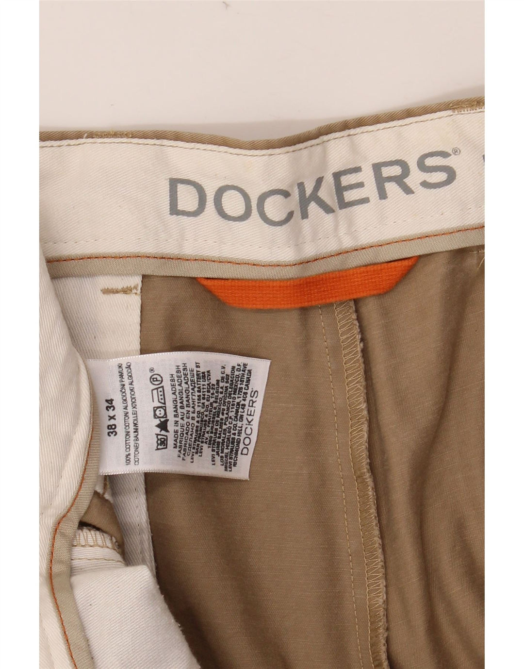 DOCKERS Calça Chino Masculina Reta W38 L34 Algodão Bege