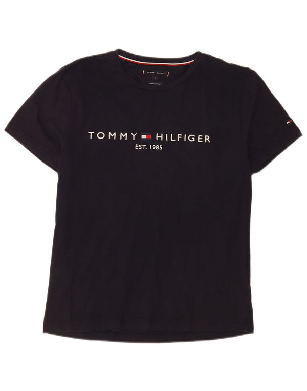 Tommy Hilfiger Camiseta masculina gráfica top pequeno algodão azul marinho