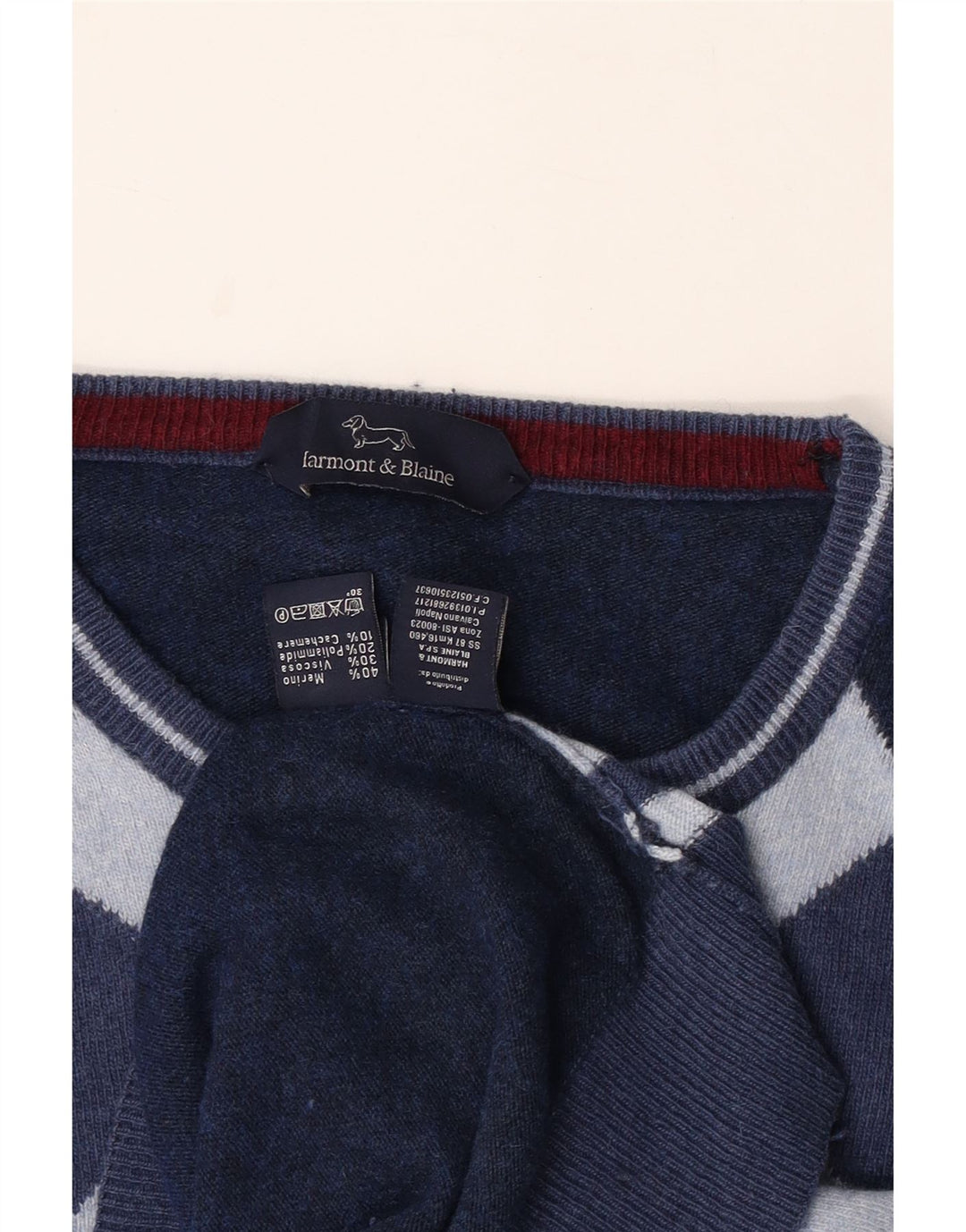 Suéter masculino HARMONT & BLAINE com gola canoa grande azul marinho