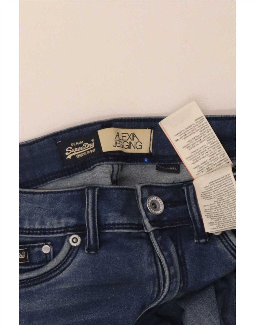 Superdry Feminino Alexia Jegging Jeans W27 L32 Azul Algodão