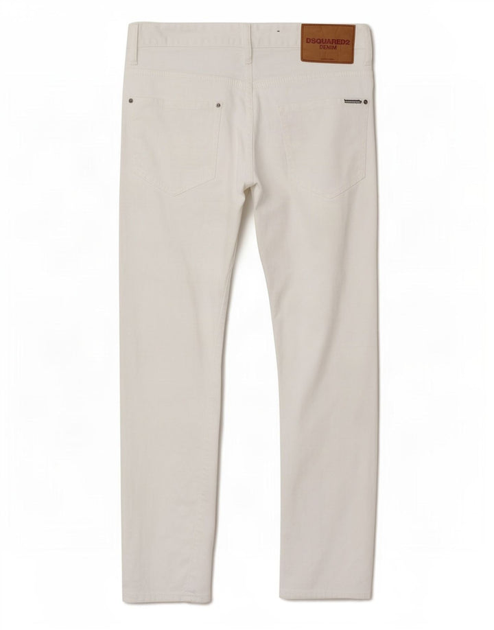 Calça jeans slim masculina Dsquared2 desgastada W36 L28 algodão branco