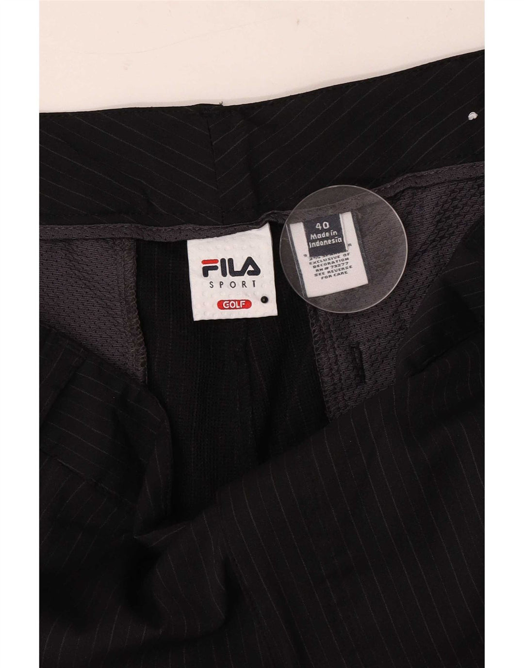 Fila Mens Golf Chino Shorts W40 XL Preto Risca de Giz Poliéster
