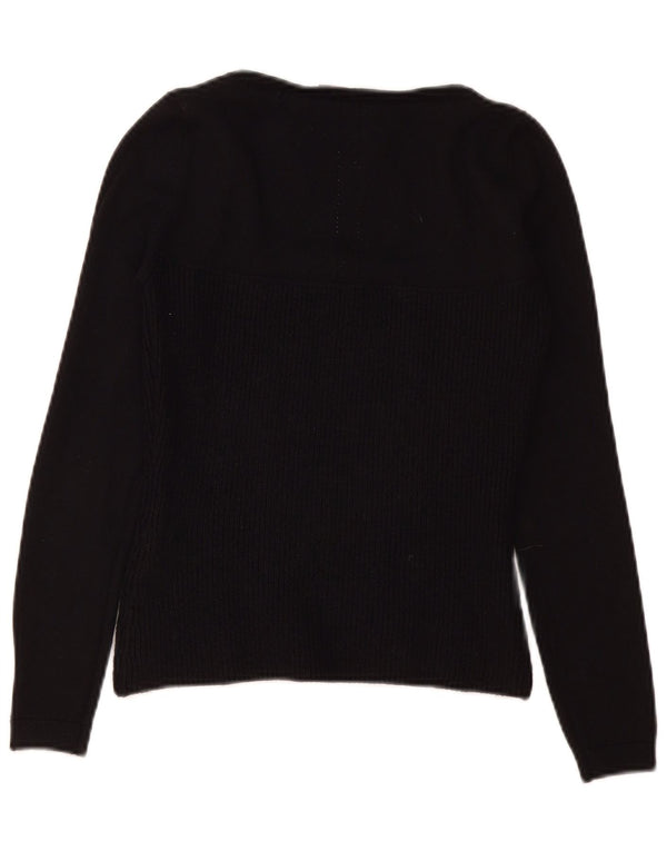 Trussardi Jeans Suéter feminino cropped com gola canoa Reino Unido 12 médio preto