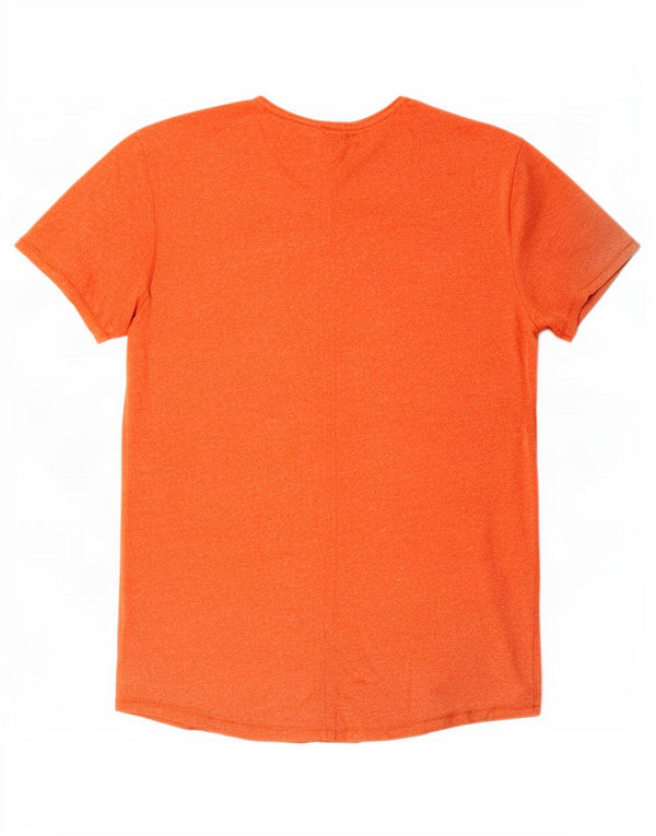 Tommy Hilfiger Camiseta masculina Slim Fit Top grande de algodão manchado laranja