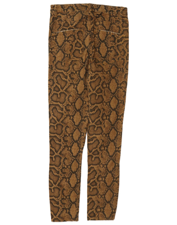 Calça feminina casual skinny Zara EU 40 médio W30 L27 marrom estampa animal