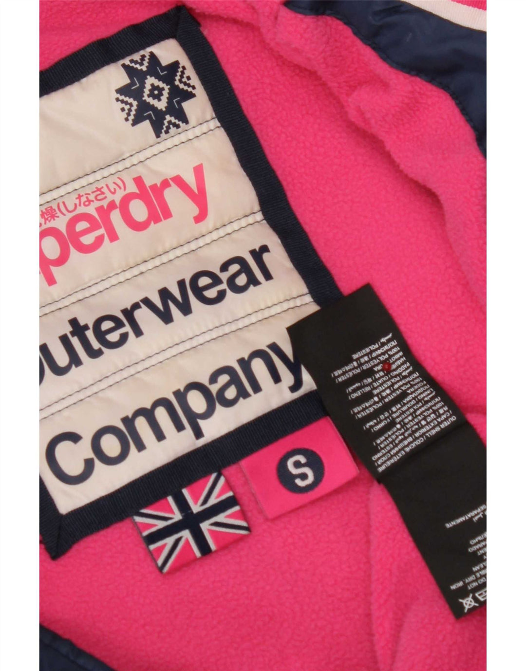 Jaqueta acolchoada com capuz feminina Superdry UK 10 poliéster azul marinho pequeno