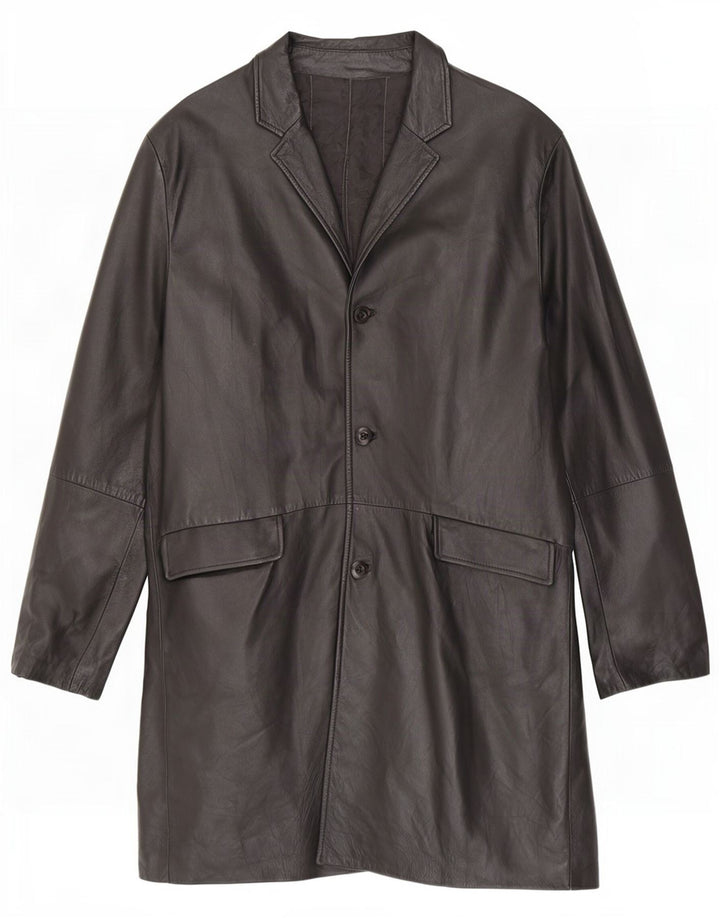 Casaco de couro masculino vintage UK 40 grande preto