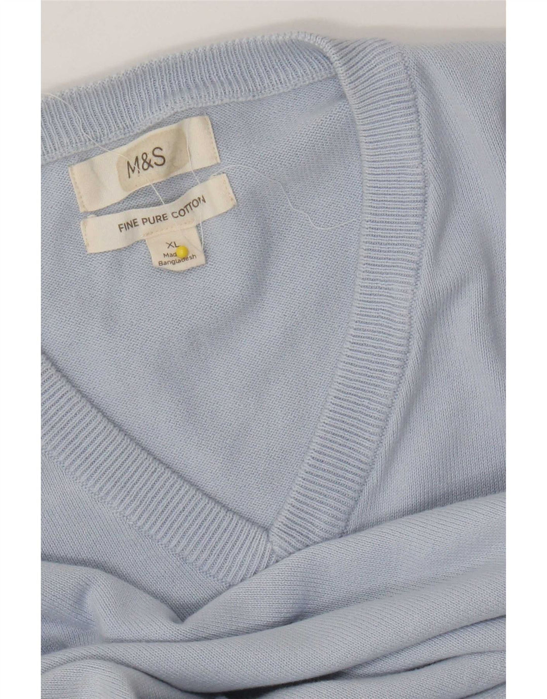 Suéter masculino Marks & Spencer com decote em V XL azul algodão