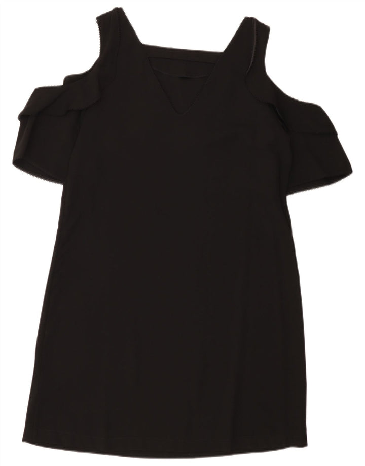 Próximo Vestido feminino sem ombro UK 12 poliéster preto médio