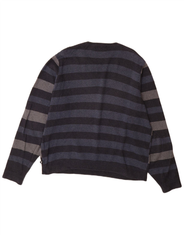 Suéter masculino Marks & Spencer com gola redonda listrado azul marinho médio