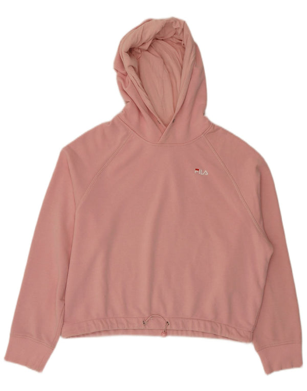 Fila Womens Crop Oversized Hoodie Jumper UK 14 Médio Algodão Rosa
