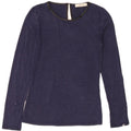 Top feminino Oasis manga comprida UK 6 XS azul marinho viscose